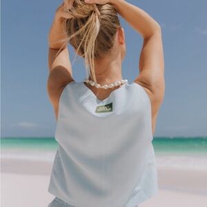 DAILY DRILLS LINEN TIE VEST- LIGHT BLUE